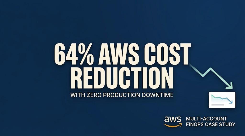 64% AWS cost reduction with zero production downtime — multi-account FinOps case study